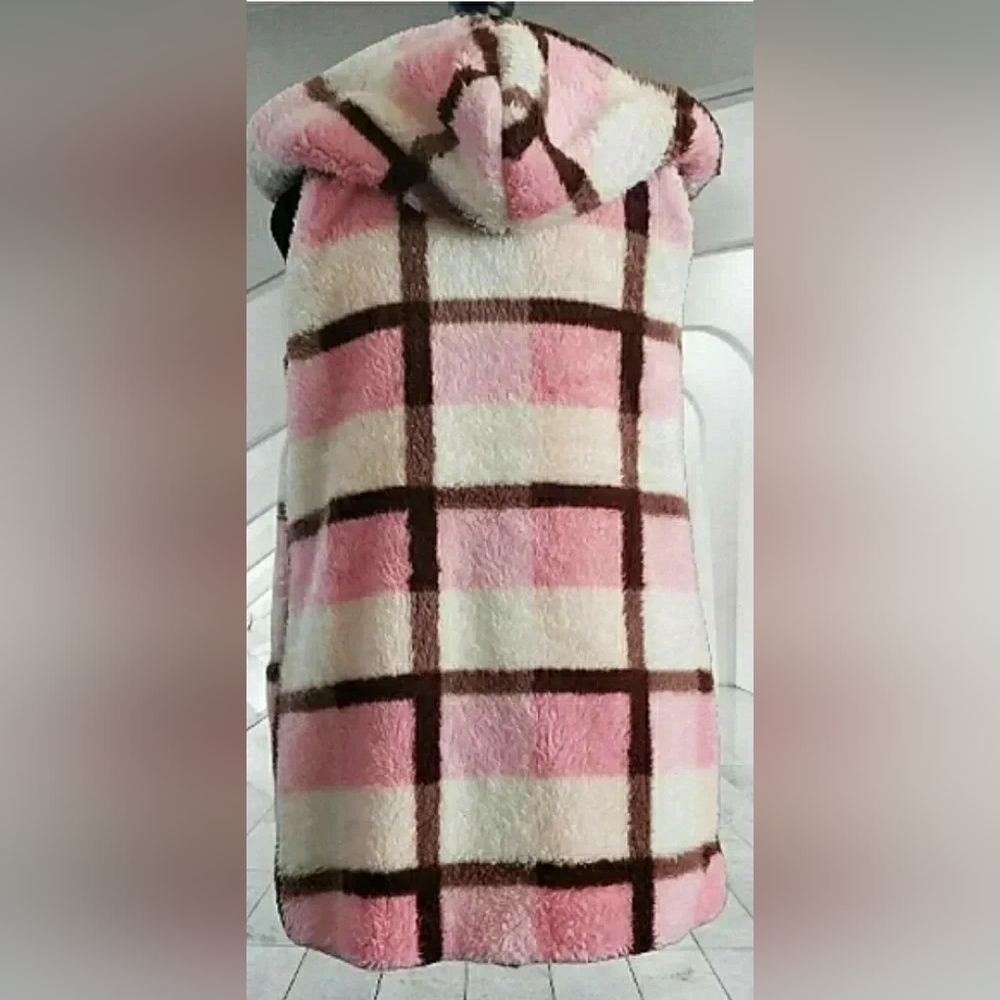 Cozy Sharpa Oversized Hoodie Vest Barn Chore Pockets Open Front New - Picture 4 of 7